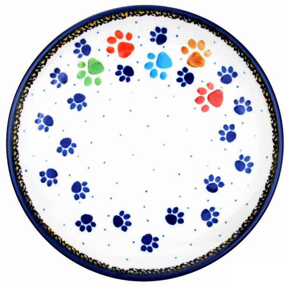 Polish Pottery Dinner Plate Primary Paw Prints — The Bramble Patch