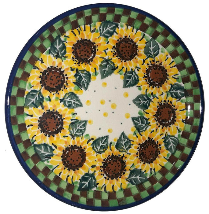 Bread & Butter Plate Checkered Sunflowers Signature